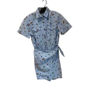 80s Plain Jane by Sweet Baby Jane Western Feather Print Romper Skort Size 13/14